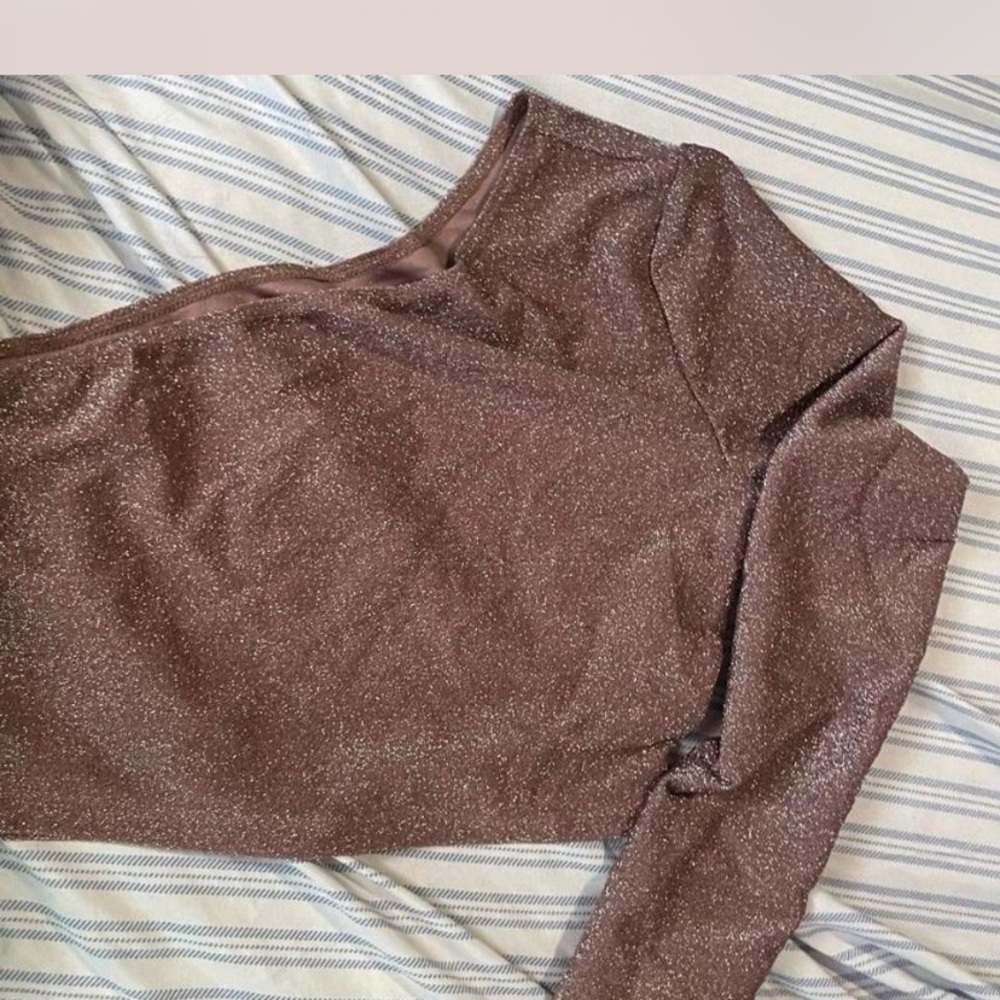 SHEIN Shimmering Mauve Long Sleeve Top